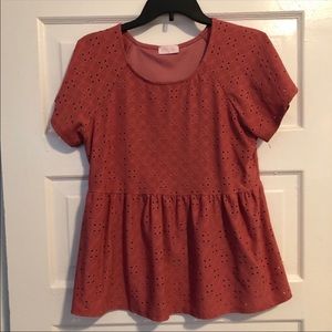 Pink lily peplum top